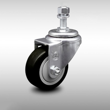 Service Caster 3.5 Inch SS Black Polyurethane Wheel Swivel 1/2 Inch Threaded Stem Caster SCC SCC-SSTS20S3514-PPUB-BLK-121315